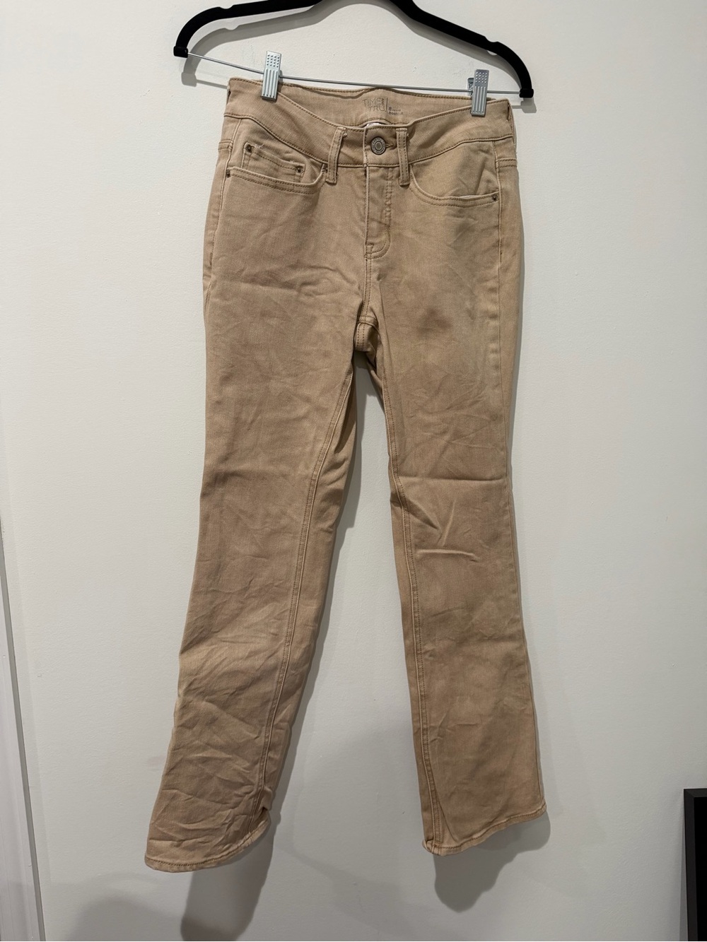 Time and Tru Beige Straight-Leg Jeans